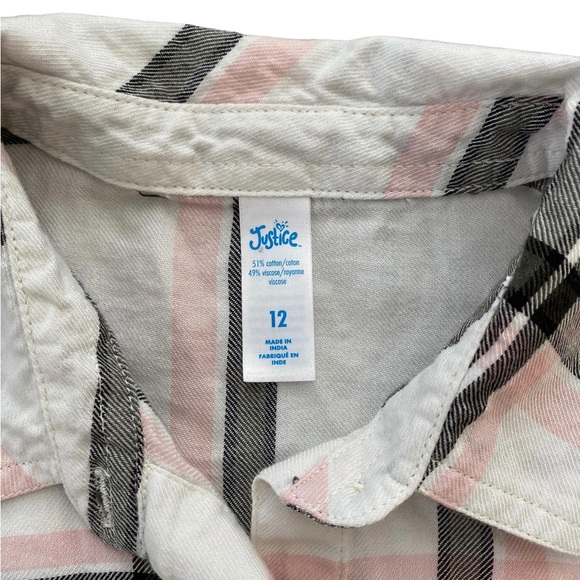 Justice button down shirt with tie front. Size 12. - Picture 3 of 4